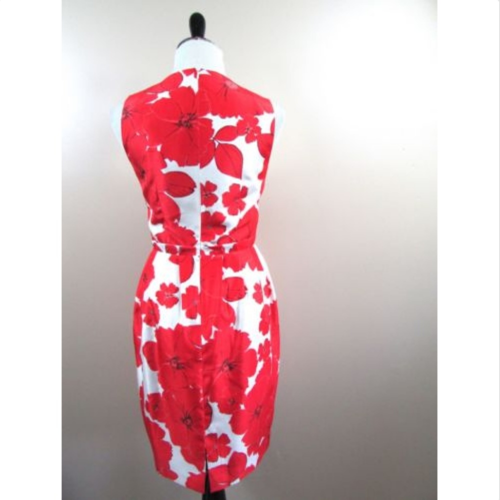 Eliza J Red Poppy Floral Cream White Sheath Dress - Picture 6 of 8